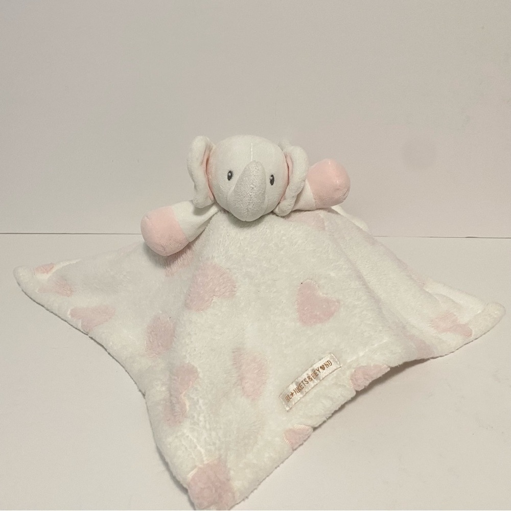 Blankets & Beyond Hearts Elephant Lovey Pink White Security Blanket Cuddle Toy